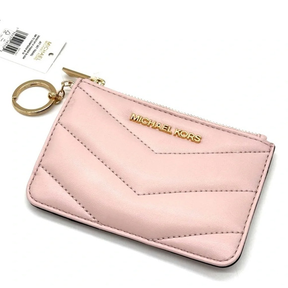 Michael Kors Jet Set Travel Small Top Zip Coin Pouch with ID Holder Powder Blush - Picture 2 of 8